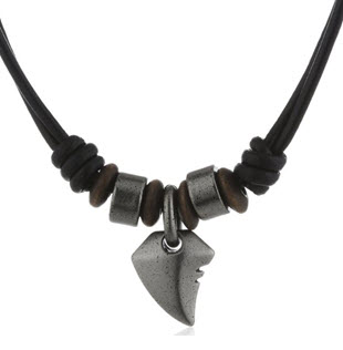 Fossil Herren-Kette Natural Surfer Edelstahl Leder Schwarz